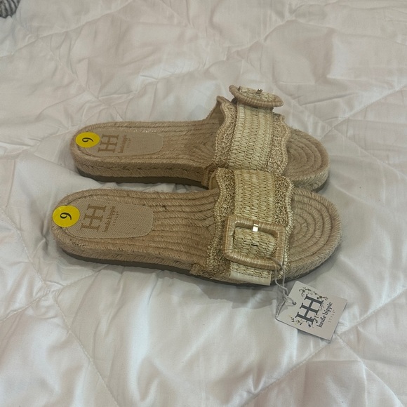 NEW Haute Hippie Tan Woven Espadrille Slides size 9 - Picture 1 of 7